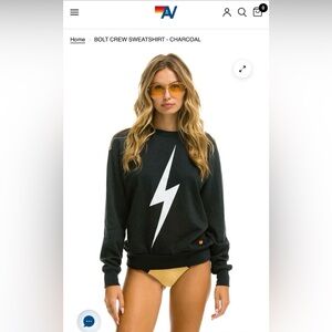 Aviator Nation BOLT CREW SWEATSHIRT - CHARCOAL